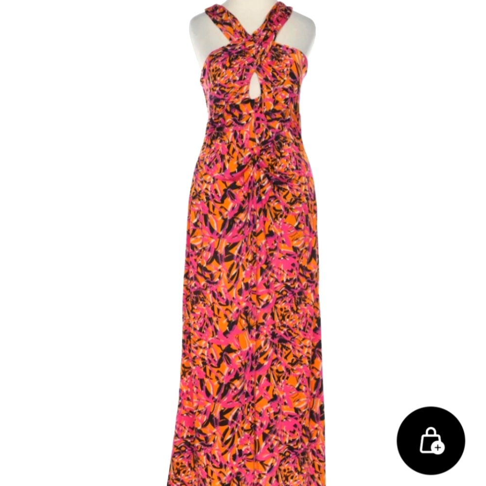Patrizia Pepe Pink and Orange Midi Dress